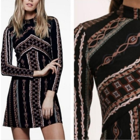 FREE People Stella jersey graphic chain print mini dress - Picture 1 of 12